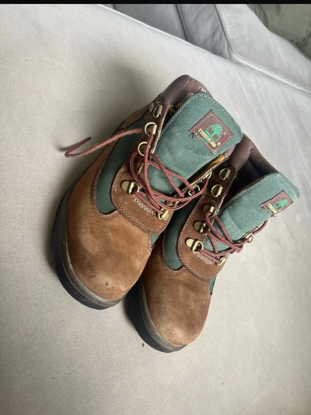 Timberland Brown & Green Leather Hiking Boots